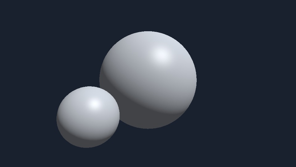 OpenGL 离屏帧:两个有遮挡关系的球体,高光在左上方。